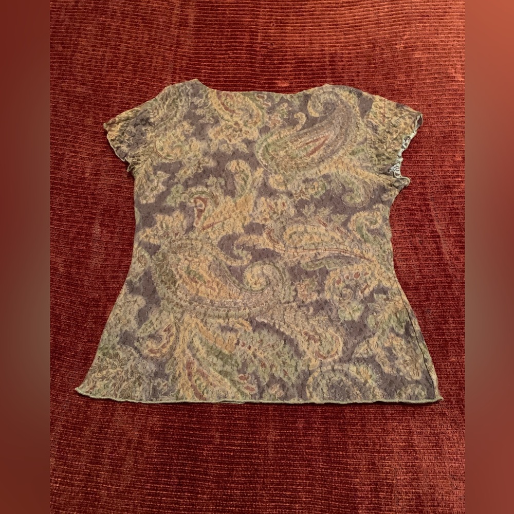 Paisley & Floral Tan Brown Top - Picture 3 of 9